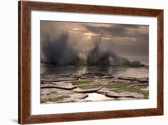 Waves Crashing on to a Rock Shelf-A Periam Photography-Framed Photographic Print