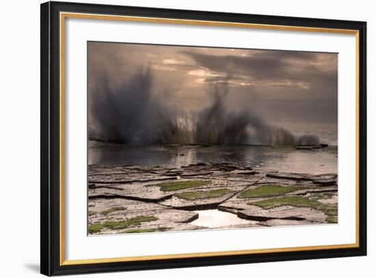 Waves Crashing on to a Rock Shelf-A Periam Photography-Framed Photographic Print