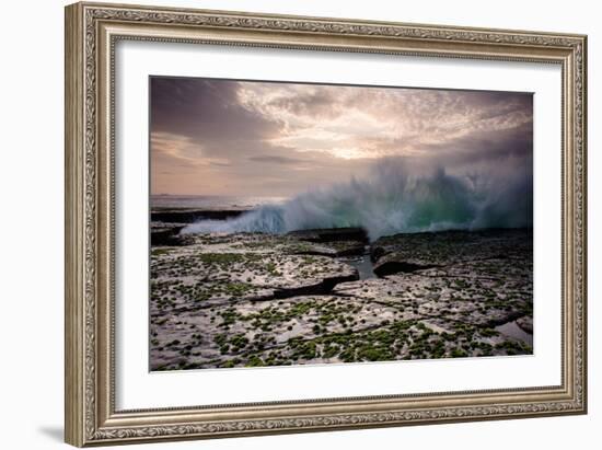 Waves Crashing on to a Rock Shelf-A Periam Photography-Framed Photographic Print