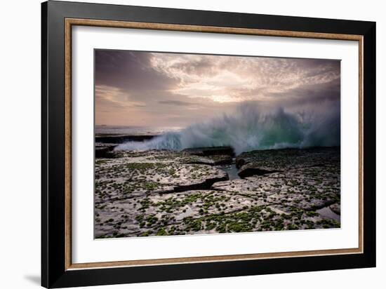 Waves Crashing on to a Rock Shelf-A Periam Photography-Framed Photographic Print