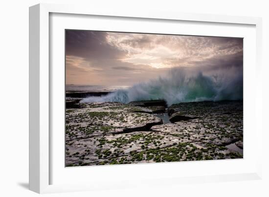 Waves Crashing on to a Rock Shelf-A Periam Photography-Framed Photographic Print