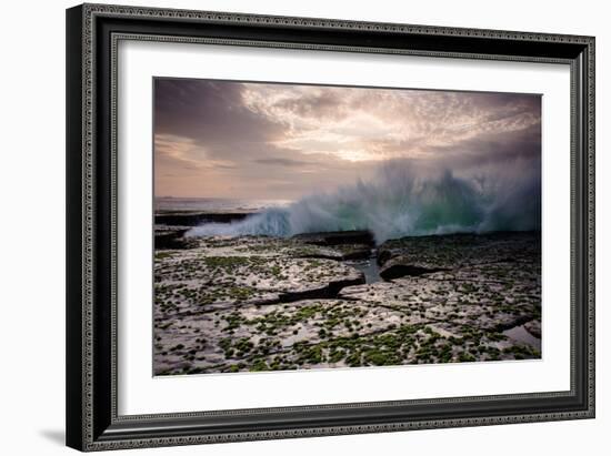 Waves Crashing on to a Rock Shelf-A Periam Photography-Framed Photographic Print