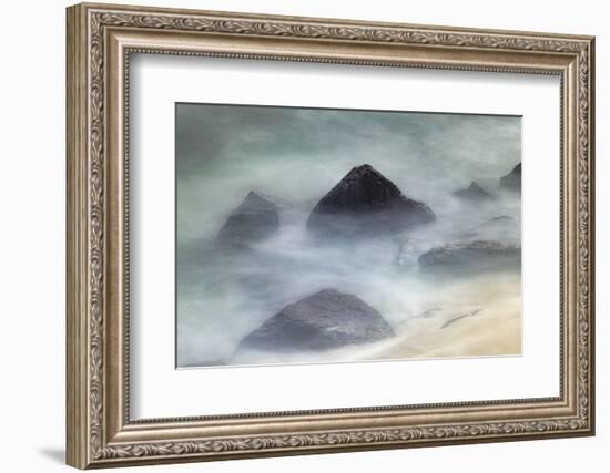 Waves crashing over lava rocks on shoreline of Espanola Island, Galapagos Islands, Ecuador.-Adam Jones-Framed Photographic Print