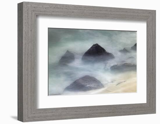 Waves crashing over lava rocks on shoreline of Espanola Island, Galapagos Islands, Ecuador.-Adam Jones-Framed Photographic Print