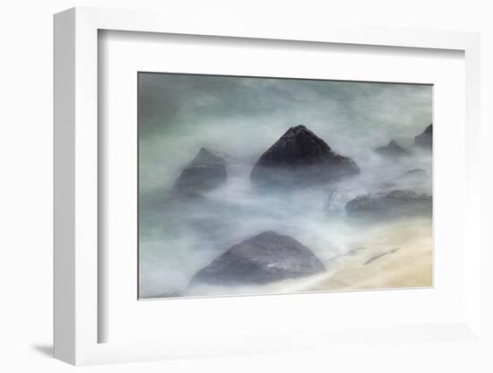 Waves crashing over lava rocks on shoreline of Espanola Island, Galapagos Islands, Ecuador.-Adam Jones-Framed Photographic Print