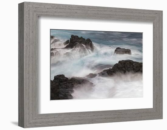 Waves crashing over lava rocks on shoreline of Espanola Island, Galapagos Islands, Ecuador.-Adam Jones-Framed Photographic Print