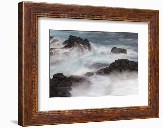 Waves crashing over lava rocks on shoreline of Espanola Island, Galapagos Islands, Ecuador.-Adam Jones-Framed Photographic Print