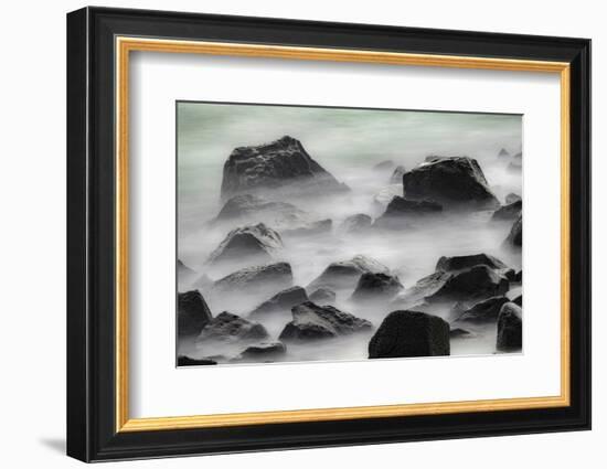 Waves crashing over lava rocks on shoreline of Espanola Island, Galapagos Islands, Ecuador.-Adam Jones-Framed Photographic Print