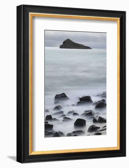 Waves crashing over lava rocks on shoreline of Espanola Island, Galapagos Islands, Ecuador.-Adam Jones-Framed Photographic Print