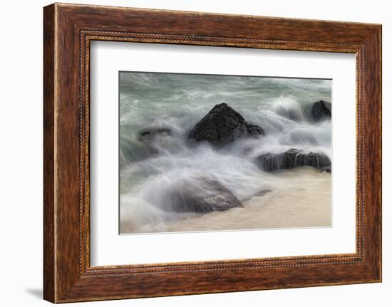 Waves crashing over lava rocks on shoreline of Espanola Island, Galapagos Islands, Ecuador.-Adam Jones-Framed Photographic Print