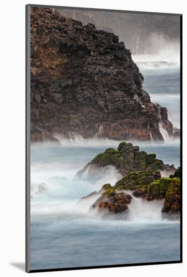 Waves crashing over lava rocks on shoreline of Espanola Island, Galapagos Islands, Ecuador.-Adam Jones-Mounted Photographic Print