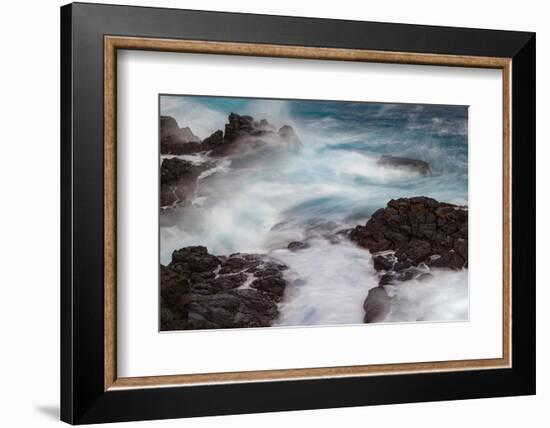 Waves crashing over lava rocks on shoreline of Espanola Island, Galapagos Islands, Ecuador.-Adam Jones-Framed Photographic Print