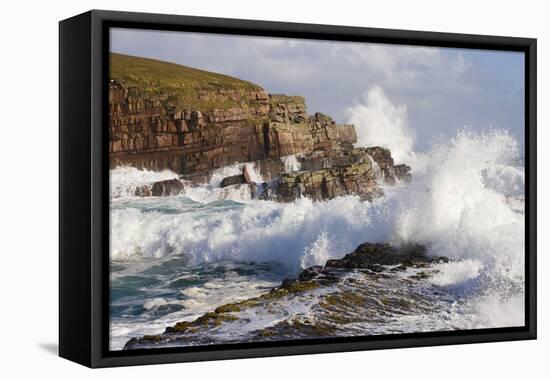 Waves Crashing over Rocks, Coastline Near Point of Stoer, Assynt, Sutherland, Nw Scotland, UK-Mark Hamblin-Framed Premier Image Canvas