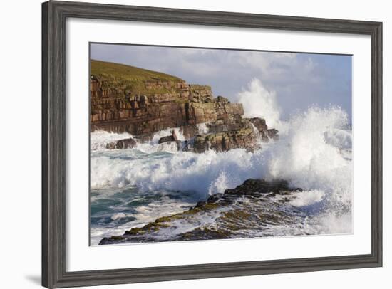 Waves Crashing over Rocks, Coastline Near Point of Stoer, Assynt, Sutherland, Nw Scotland, UK-Mark Hamblin-Framed Photographic Print