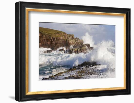 Waves Crashing over Rocks, Coastline Near Point of Stoer, Assynt, Sutherland, Nw Scotland, UK-Mark Hamblin-Framed Photographic Print