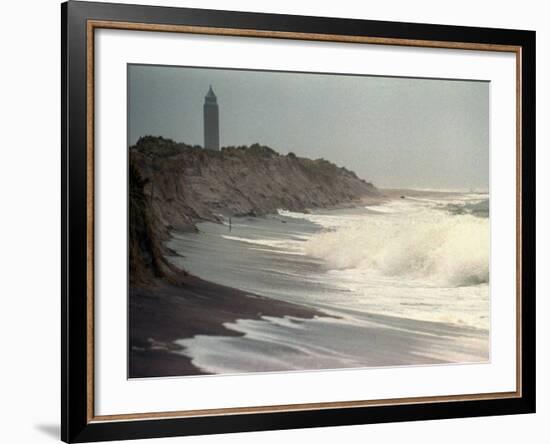 Waves from the Atlantic Ocean Crash against the Shore at Robert Moses State Park-null-Framed Photographic Print