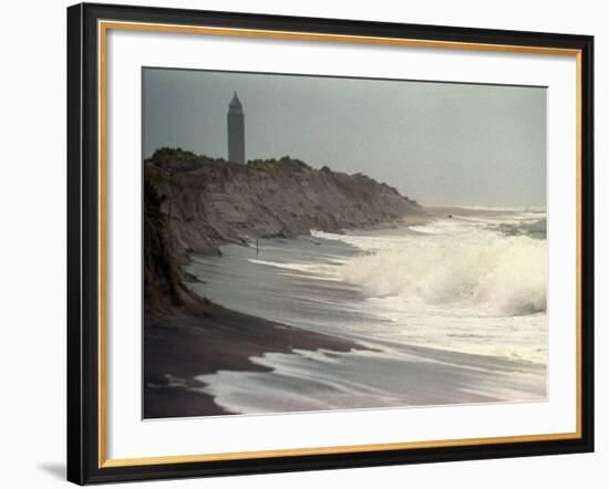 Waves from the Atlantic Ocean Crash against the Shore at Robert Moses State Park-null-Framed Photographic Print