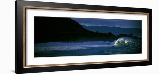 Waves in the Pacific Ocean, Waimea Bay, Oahu, Hawaii, USA-Panoramic Images-Framed Photographic Print