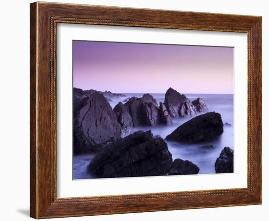 Waves Moving over Jagged Rocks at Hartland Quay, Cornwall, England, United Kingdom, Europe-Ian Egner-Framed Photographic Print