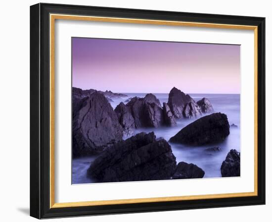 Waves Moving over Jagged Rocks at Hartland Quay, Cornwall, England, United Kingdom, Europe-Ian Egner-Framed Photographic Print