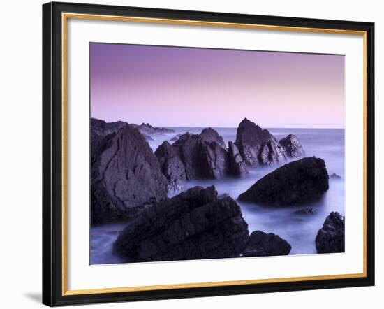 Waves Moving over Jagged Rocks at Hartland Quay, Cornwall, England, United Kingdom, Europe-Ian Egner-Framed Photographic Print