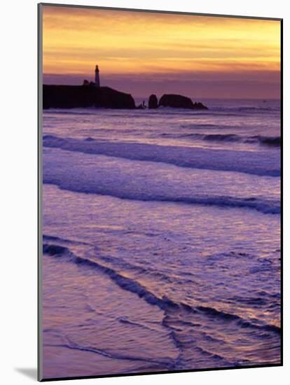 Waves near Yaquina Head Lighthouse at Sunset, Newport, Oregon Coast, USA-Janis Miglavs-Mounted Photographic Print