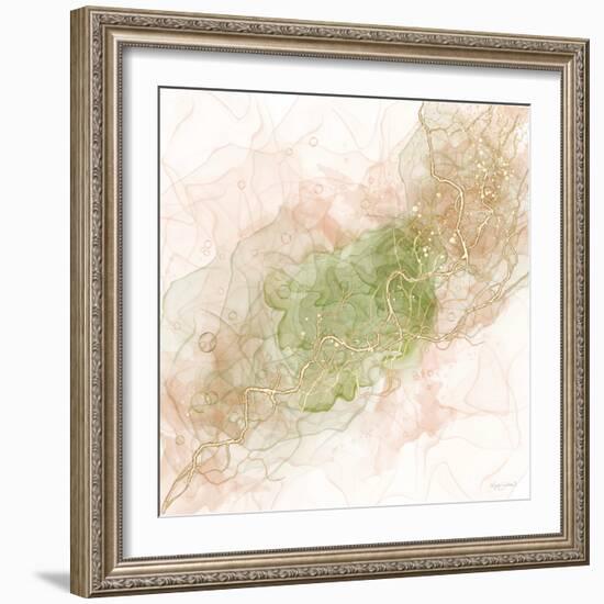 Waves of Peach and Sage-Angela Bawden-Framed Art Print