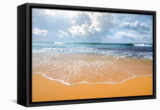 Waves of the Ocean on a Sandy Coast-Givaga-Framed Premier Image Canvas