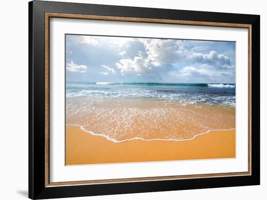 Waves of the Ocean on a Sandy Coast-Givaga-Framed Photographic Print