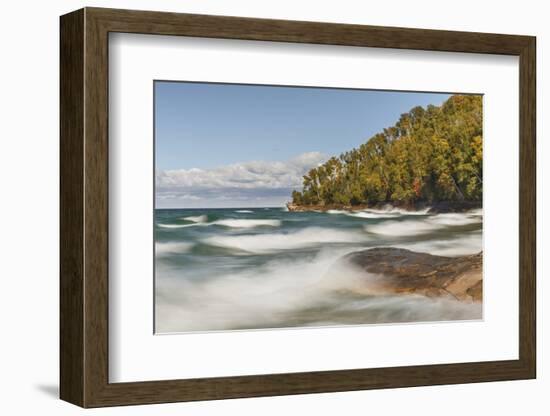 Waves on Lake Superior in fall, Pictured Rocks National Lakeshore, Michigan.-Adam Jones-Framed Photographic Print