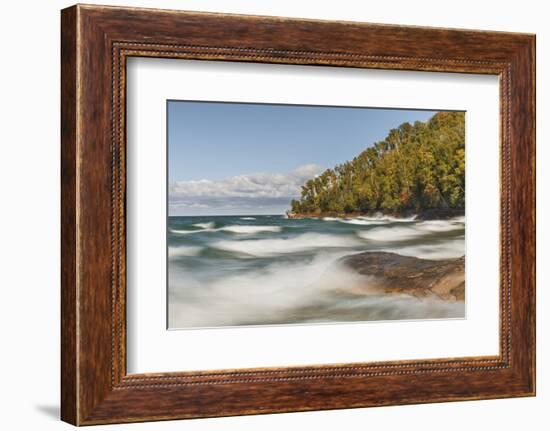 Waves on Lake Superior in fall, Pictured Rocks National Lakeshore, Michigan.-Adam Jones-Framed Photographic Print