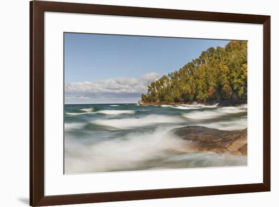 Waves on Lake Superior in fall, Pictured Rocks National Lakeshore, Michigan.-Adam Jones-Framed Premium Photographic Print