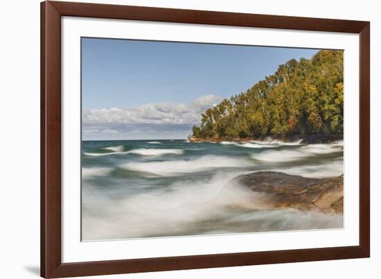 Waves on Lake Superior in fall, Pictured Rocks National Lakeshore, Michigan.-Adam Jones-Framed Premium Photographic Print