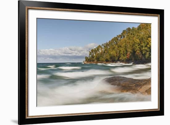 Waves on Lake Superior in fall, Pictured Rocks National Lakeshore, Michigan.-Adam Jones-Framed Premium Photographic Print