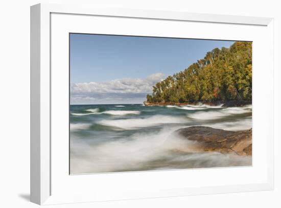 Waves on Lake Superior in fall, Pictured Rocks National Lakeshore, Michigan.-Adam Jones-Framed Premium Photographic Print