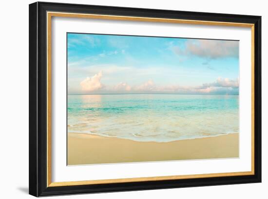 Waves on the beach, Seven Mile Beach, Grand Cayman, Cayman Islands-null-Framed Photographic Print