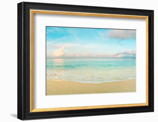 Waves on the beach, Seven Mile Beach, Grand Cayman, Cayman Islands-null-Framed Photographic Print