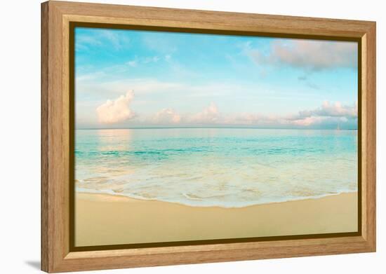 Waves on the beach, Seven Mile Beach, Grand Cayman, Cayman Islands-null-Framed Premier Image Canvas