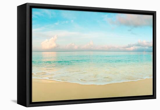 Waves on the beach, Seven Mile Beach, Grand Cayman, Cayman Islands-null-Framed Premier Image Canvas