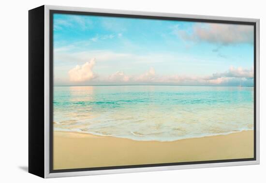 Waves on the beach, Seven Mile Beach, Grand Cayman, Cayman Islands-null-Framed Premier Image Canvas