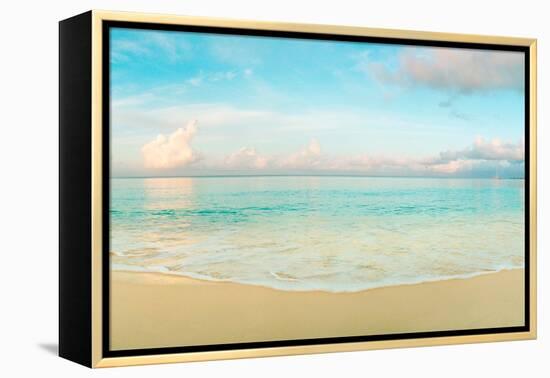 Waves on the beach, Seven Mile Beach, Grand Cayman, Cayman Islands-null-Framed Premier Image Canvas