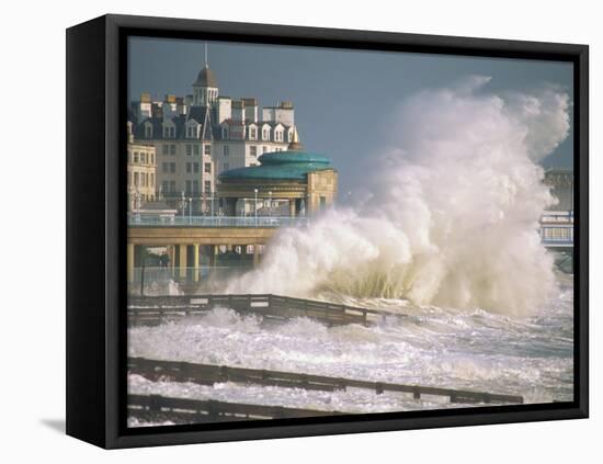 Waves Pounding Bandstand, Storm in Eastbourne, East Sussex, England, United Kingdom, Europe-Ian Griffiths-Framed Premier Image Canvas