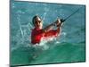 Waves Splash President-Elect George Bush as He Casts a Line While Surf-Fishing-null-Mounted Photographic Print