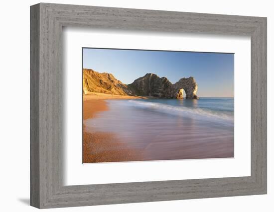 Waves Sweeping onto the Deserted Beach at Durdle Door, Dorset, England. Winter-Adam Burton-Framed Photographic Print