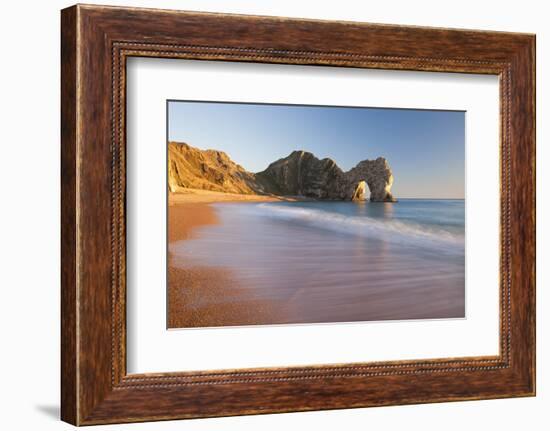 Waves Sweeping onto the Deserted Beach at Durdle Door, Dorset, England. Winter-Adam Burton-Framed Photographic Print