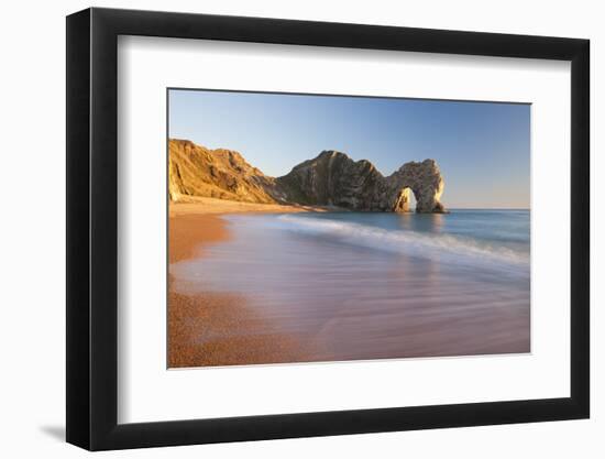 Waves Sweeping onto the Deserted Beach at Durdle Door, Dorset, England. Winter-Adam Burton-Framed Photographic Print