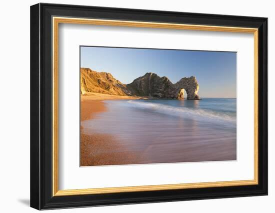 Waves Sweeping onto the Deserted Beach at Durdle Door, Dorset, England. Winter-Adam Burton-Framed Photographic Print