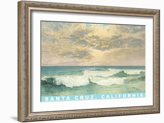 Waves under Mottled Sky, Santa Cruz, California-null-Framed Premium Giclee Print