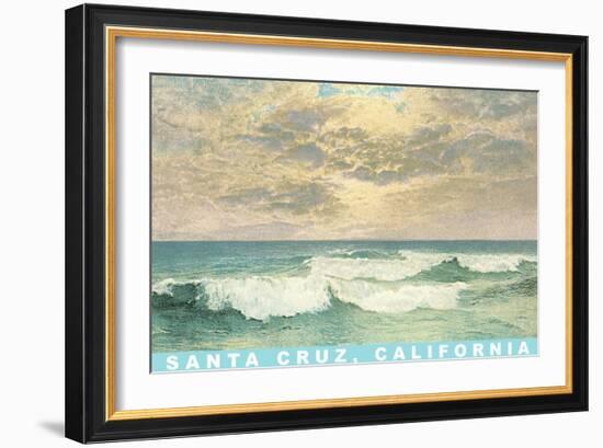 Waves under Mottled Sky, Santa Cruz, California-null-Framed Premium Giclee Print