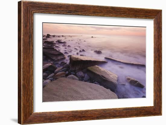 Waves Wash over the Rocks at Rye Harbor SP in Rye, New Hampshire-Jerry & Marcy Monkman-Framed Photographic Print